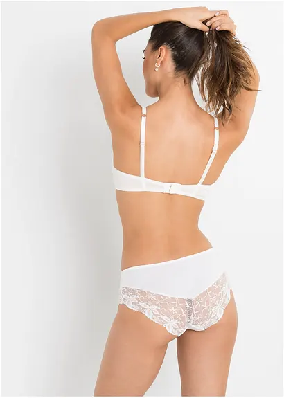 Bonprix Feminine BHs Mit Spitze - Weiß + Champagner Cup D