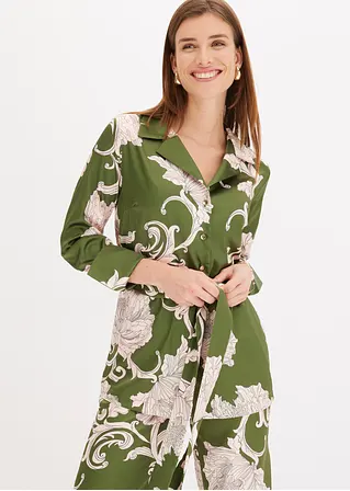Bonprix Feminine Bluse Aus Fließendem Satin Mit Modischem Floralen Print