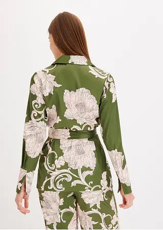 Bonprix Feminine Bluse Aus Fließendem Satin Mit Modischem Floralen Print