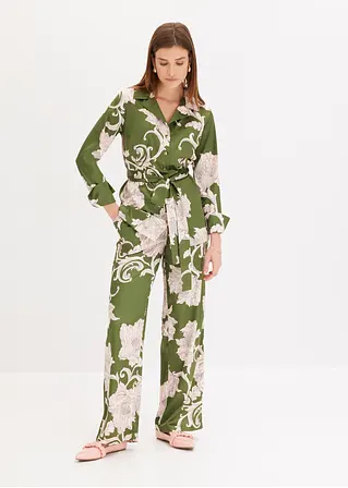 Bonprix Feminine Bluse Aus Fließendem Satin Mit Modischem Floralen Print