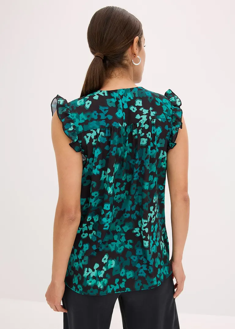 Bonprix Feminine Bluse Mit Kleinen Flügelärmeln - Schwarz
