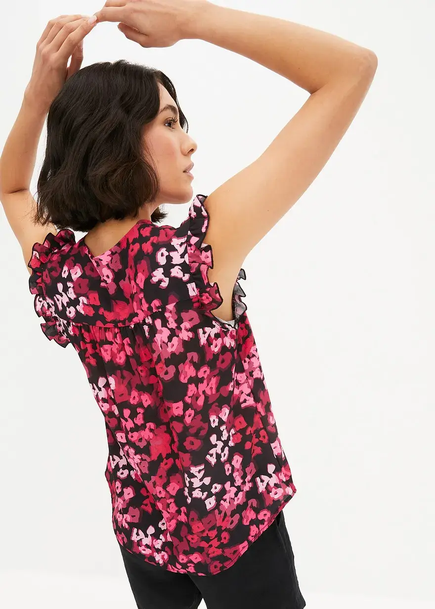 Bonprix Feminine Bluse Mit Kleinen Flügelärmeln - Schwarz