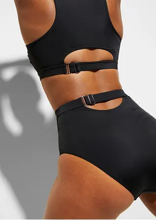 Bonprix Feminine High Waist Bikinihose Am Rücken Verstellbar - Schwarz