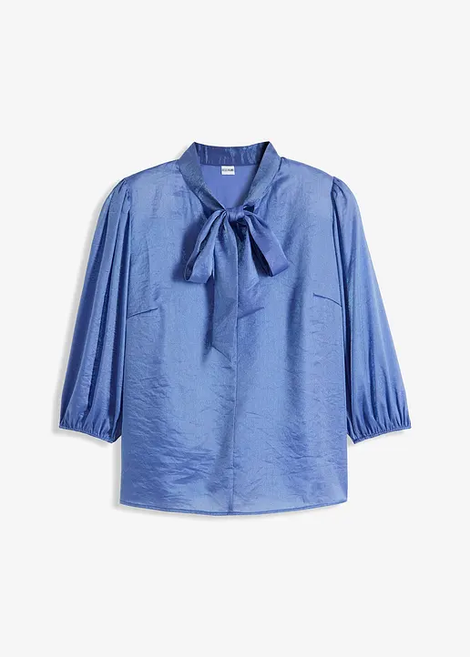 bonprix feminine Schluppenbluse mit Glanz-Optik - blau - Damen