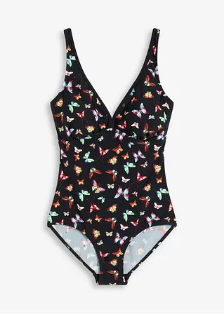 bonprix Femininer Badeanzug rundum bedruckt - schwarz - Damen