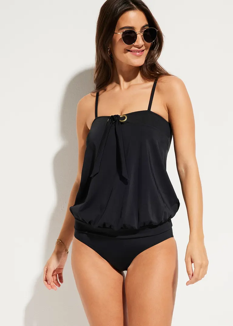 Bonprix Femininer Bandeau Tankini Mit Abnehmbaren Trägern - Schwarz