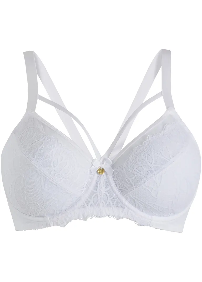 bonprix femininer BH mit zarter Spitze und modernem Design - weiß Cup F