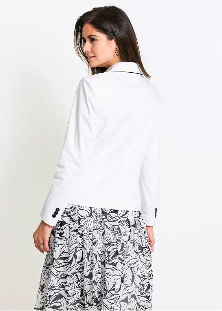 Bonprix Femininer Blazer Mit Kontrastfarbenen Nähten Und Schulterpolstern