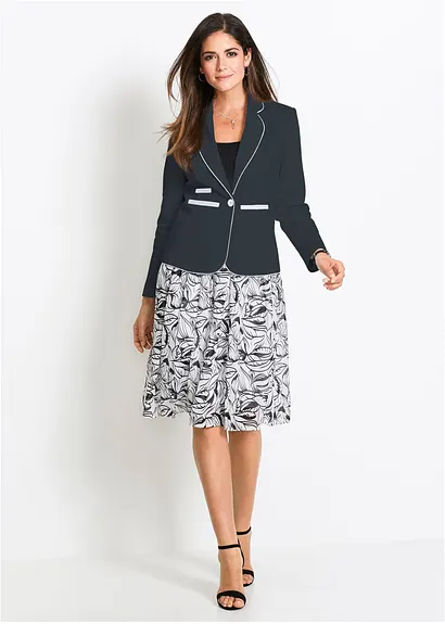 Bonprix Femininer Blazer Mit Kontrastfarbenen Nähten Und Schulterpolstern