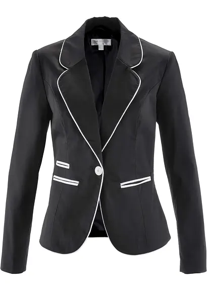 bonprix Femininer Blazer mit kontrastfarbenen Nähten und Schulterpolstern