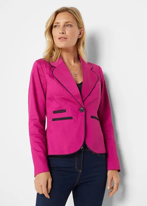 Bonprix Femininer Blazer Mit Kontrastfarbenen Nähten Und Schulterpolstern