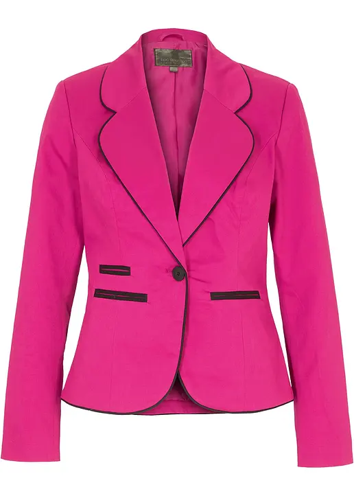 bonprix Femininer Blazer mit kontrastfarbenen Nähten und Schulterpolstern