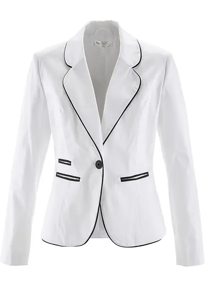 bonprix Femininer Blazer mit kontrastfarbenen Nähten und Schulterpolstern
