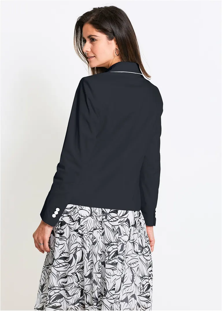 Bonprix Femininer Blazer Mit Kontrastfarbenen Nähten Und Schulterpolstern