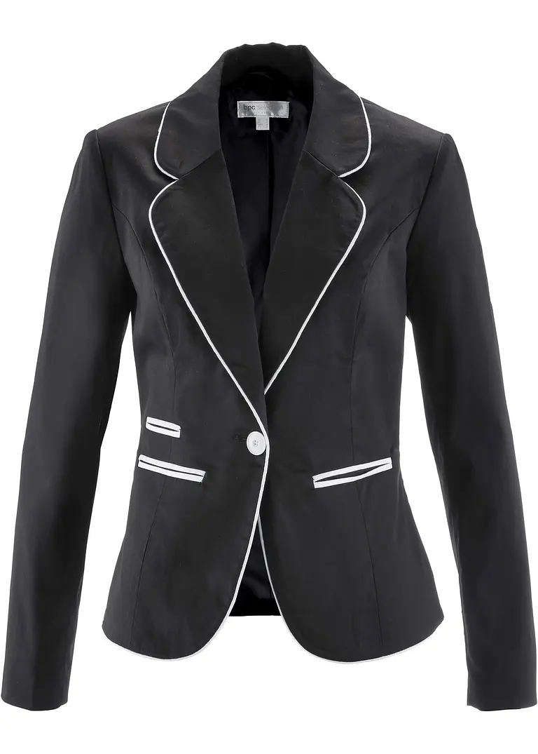 bonprix Femininer Blazer mit kontrastfarbenen Nähten und Schulterpolstern
