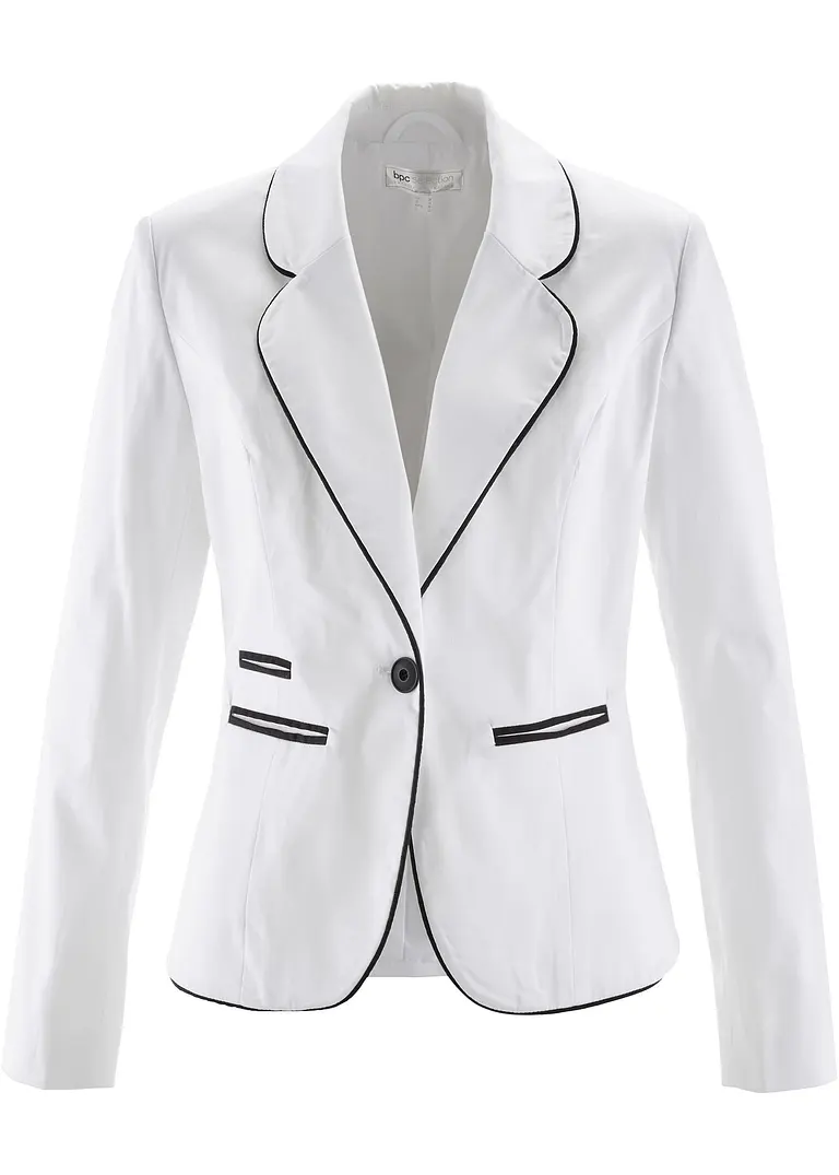 bonprix Femininer Blazer mit kontrastfarbenen Nähten und Schulterpolstern