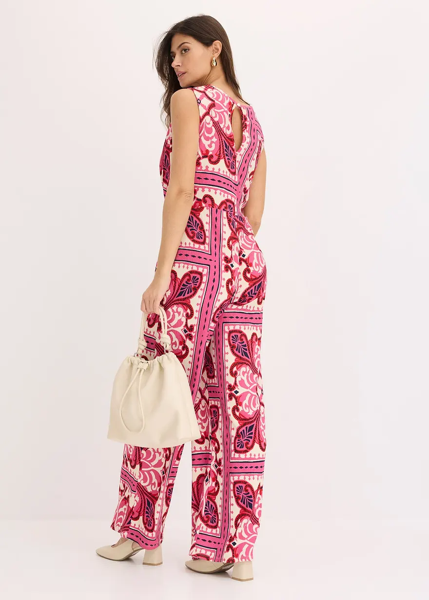 Bonprix Femininer Jersey-Jumpsuit Mit Tiefem V-Ausschnitt Vorne. - Damen