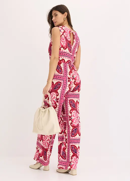 Bonprix Femininer Jersey-Jumpsuit Mit Tiefem V-Ausschnitt Vorne. - Damen