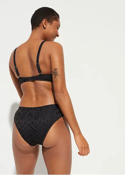 Bonprix Femininer Monokini Mit Transparenter Spitze - Schwarz