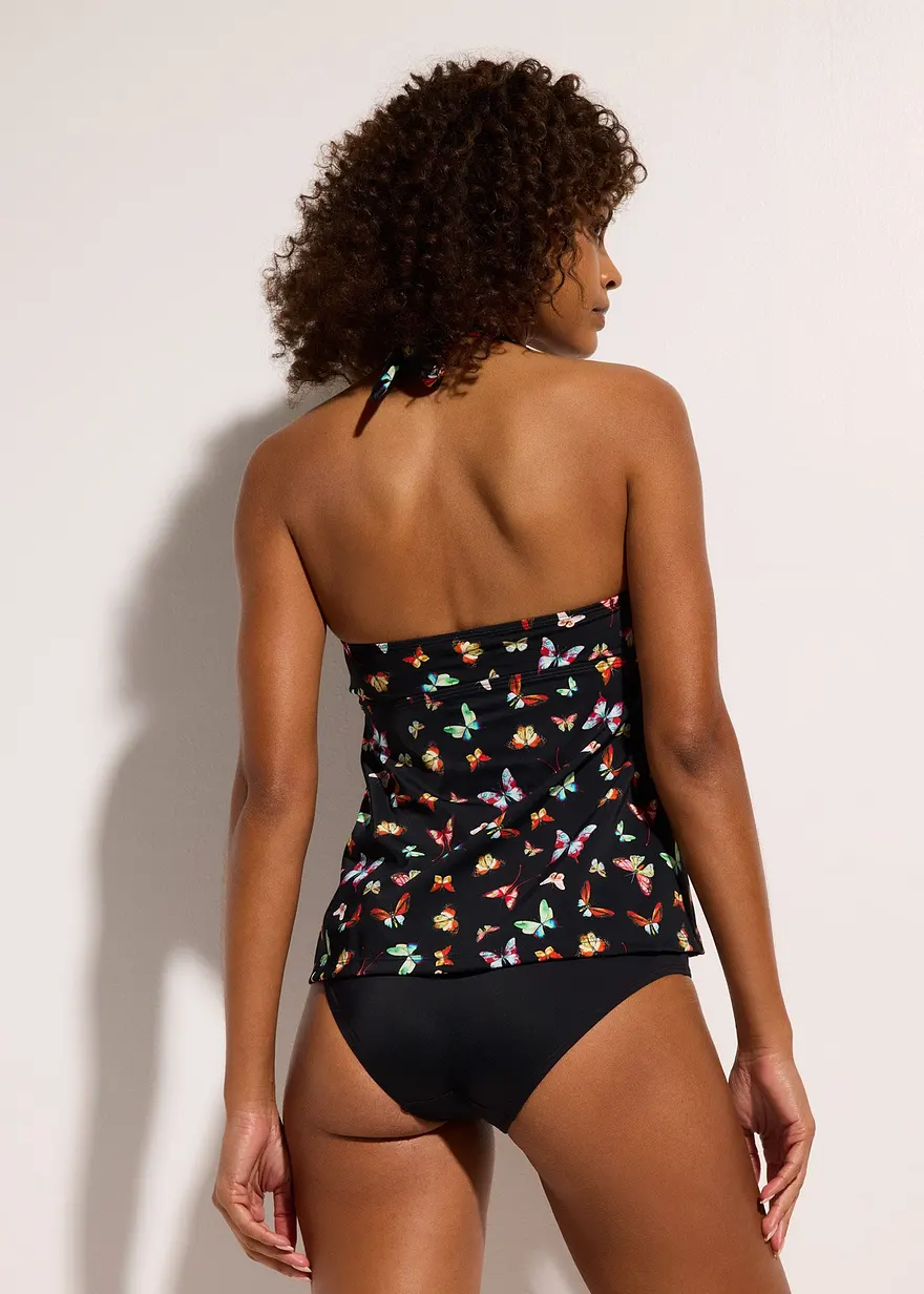 Bonprix Femininer Neckholder Tankini Mit Tollem Druck - Schwarz Bedruckt