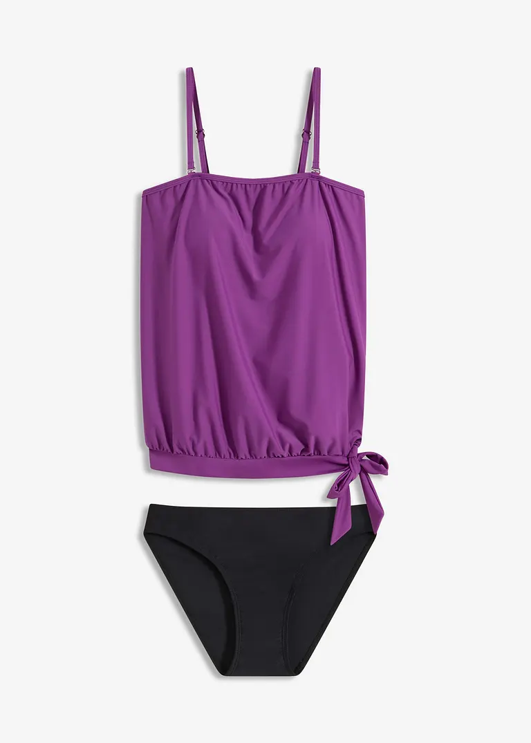bonprix Femininer Oversize Tankini mit Print - dunkellila