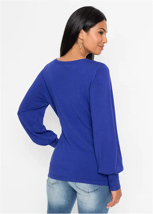Bonprix Femininer Pullover Aus Feinstrick - Blau - Damen