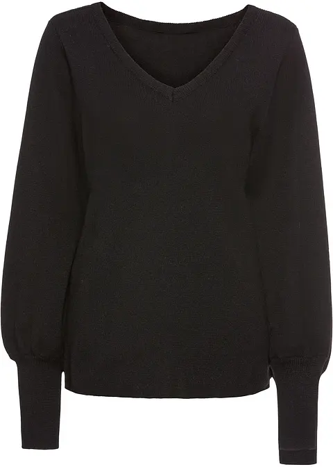 bonprix Femininer Pullover aus Feinstrick - schwarz - Damen