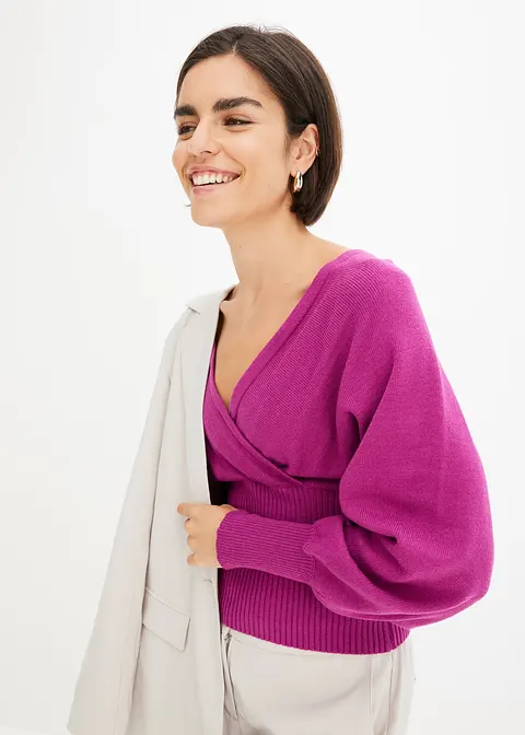 Bonprix Femininer Pullover Mit Fledermaus-Ärmeln Und Rücken-Ausschnitt