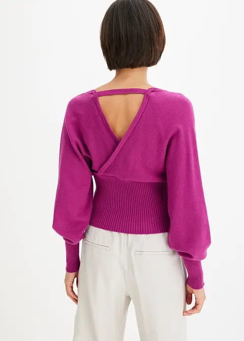 Bonprix Femininer Pullover Mit Fledermaus-Ärmeln Und Rücken-Ausschnitt