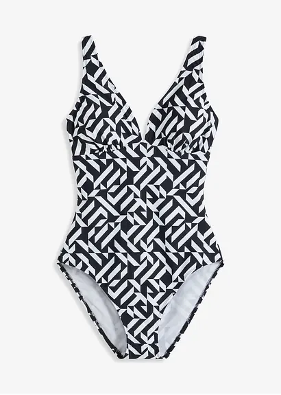 bonprix Femininer Shape Badeanzug mit leichter Formkraft - schwarz