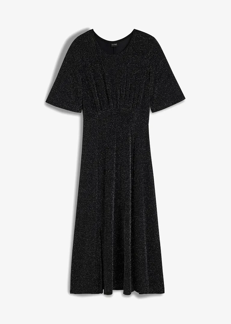 bonprix Feminines glitzer Shirtkleid mit Flügelärmel - schwarz