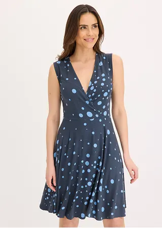 Bonprix Feminines Jerseykleid Mit Modischem Punkte-Print - Blau