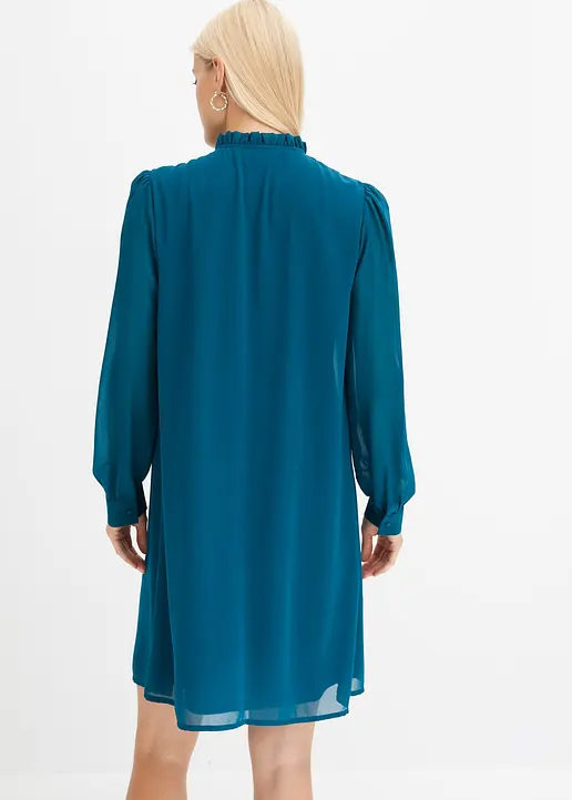 Bonprix Feminines Kleid Mit Biesen Vorne Am Ausschnitt - Petrol