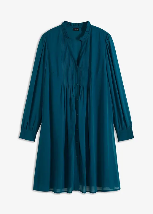 bonprix feminines Kleid mit Biesen vorne am Ausschnitt - petrol