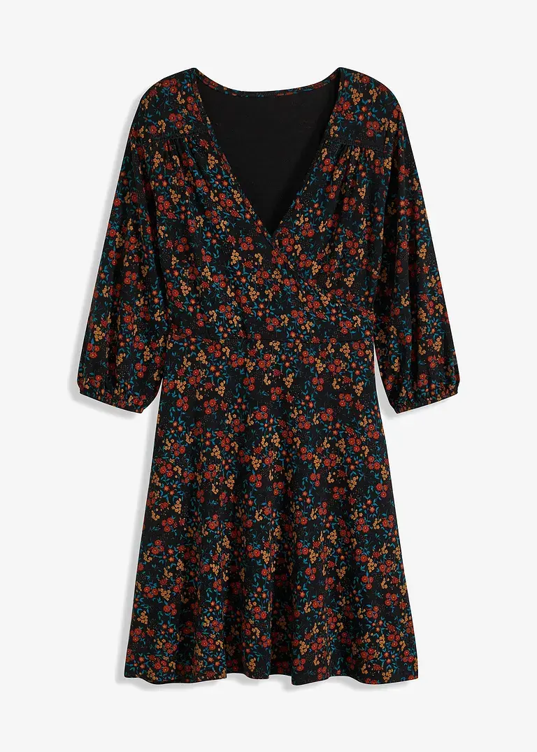 bonprix feminines Kleid mit Blumendruck - schwarz - Damen
