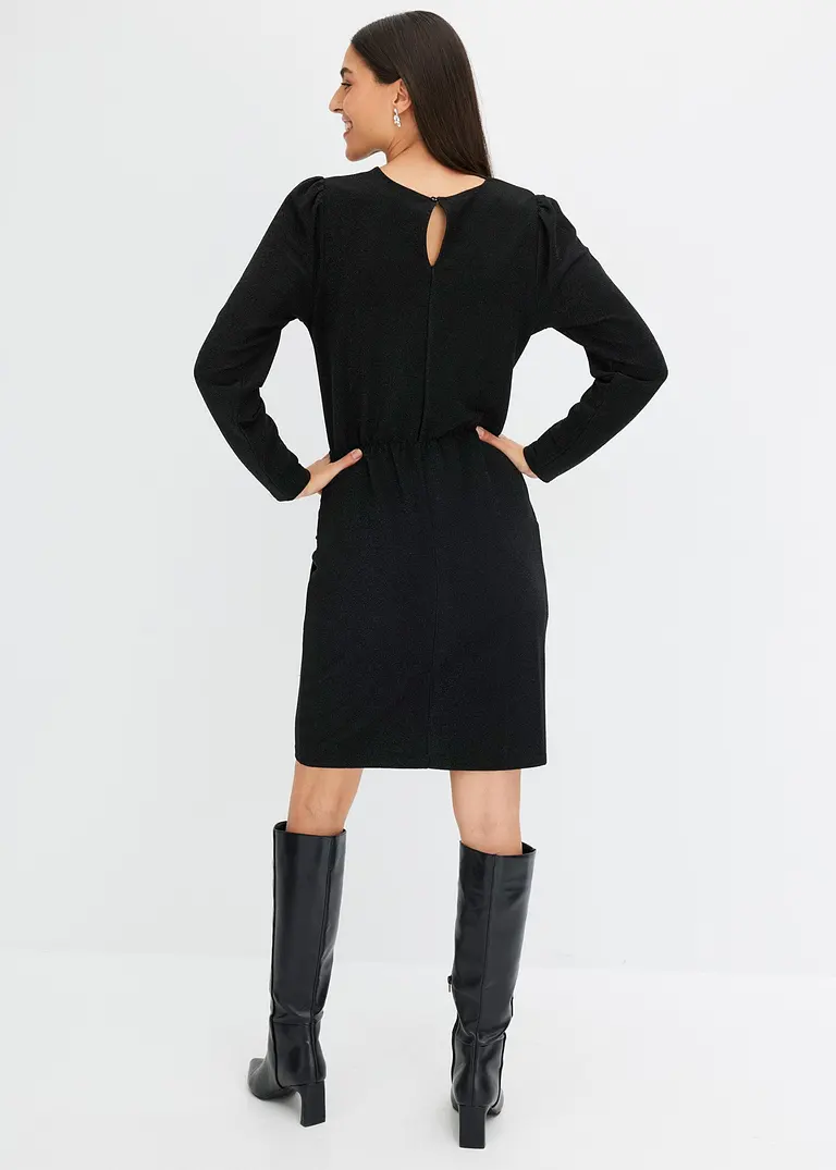 Bonprix Feminines Kleid Mit Glitzereffekt Und Stretchanteil - Schwarz