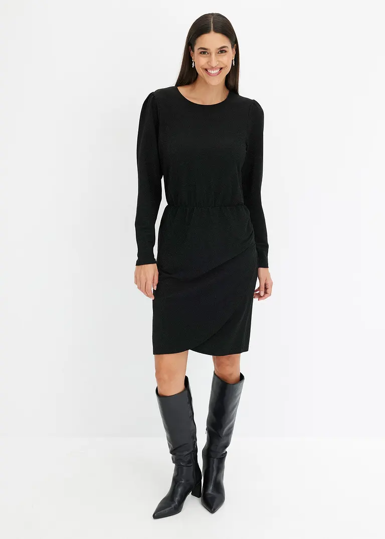 Bonprix Feminines Kleid Mit Glitzereffekt Und Stretchanteil - Schwarz