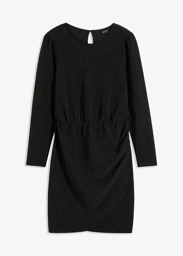 bonprix Feminines Kleid mit Glitzereffekt und Stretchanteil - schwarz