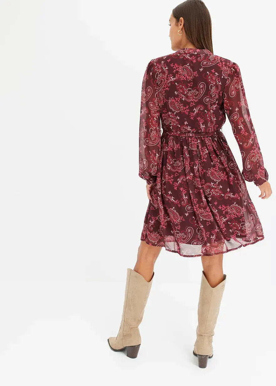 Bonprix Feminines Kleid Mit Modischem Druck - Rot - Damen