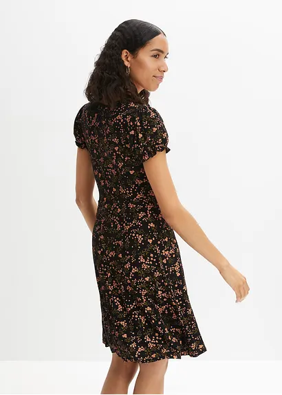 Bonprix Feminines Kleid Mit Modischem Print. - Schwarz Regular