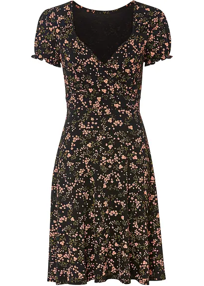 Bonprix Feminines Kleid Mit Modischem Print. - Schwarz Regular