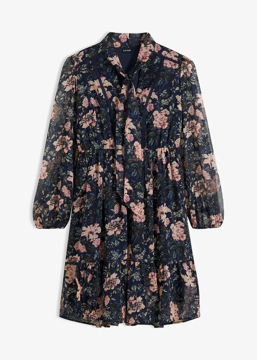 bonprix feminines Kleid mit Schluppenkragen - blau - Damen