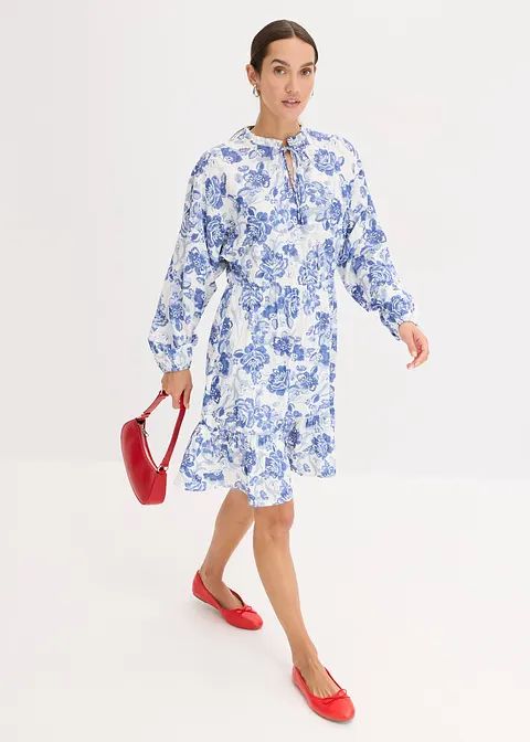 Bonprix Feminines Kurzes Kleid Aus Fließendem Satin. - Blau
