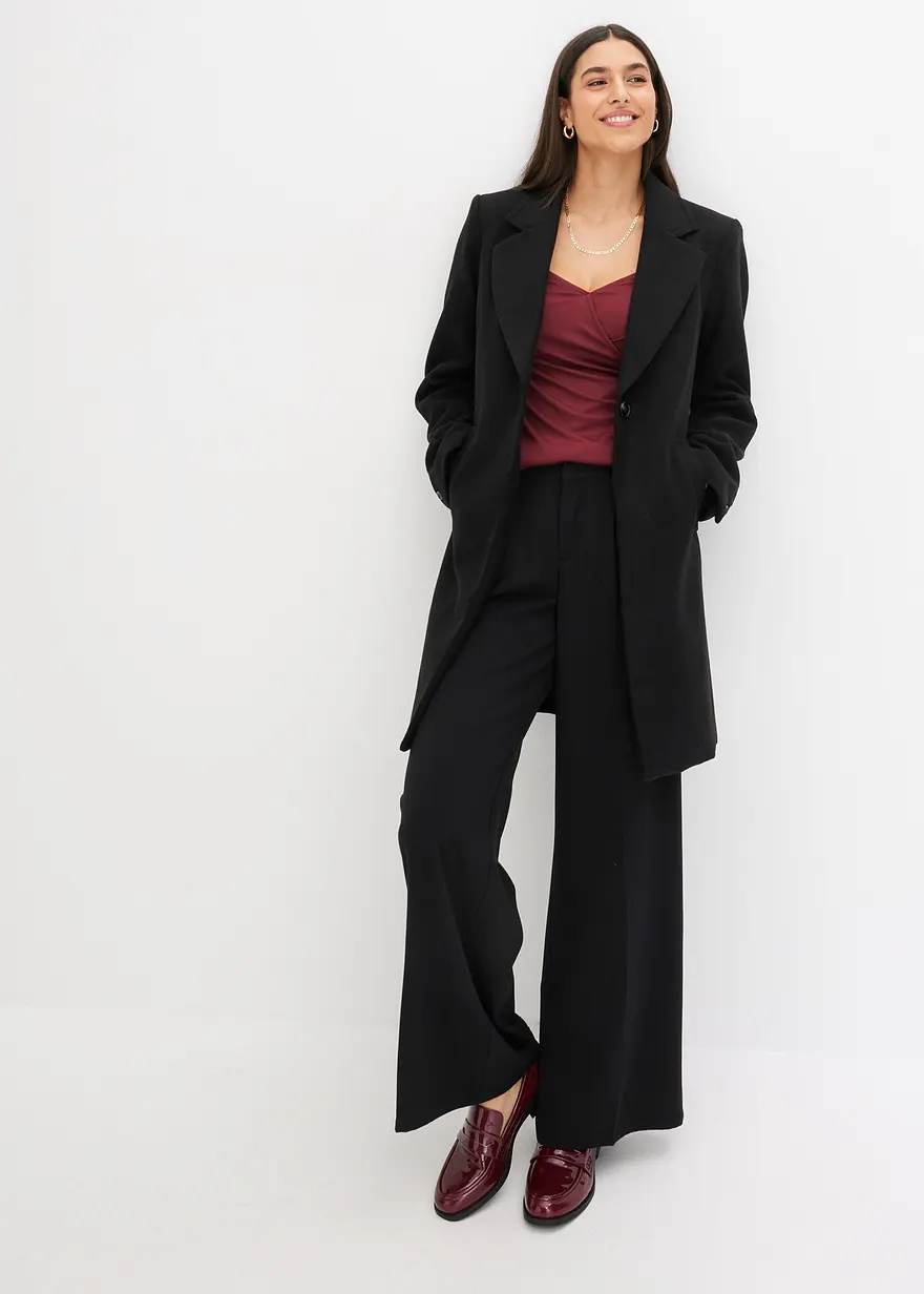 Bonprix Feminines Langarmshirt Mit Herz-Ausschnitt - Rot
