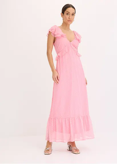 Bonprix Feminines Maxikleid Mit Rücken-Ausschnitt Und Bindeband Hinten