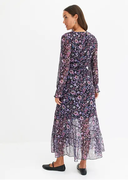 Bonprix Feminines Mesh-Kleid Mit Floralem Print. - Rot - Damen