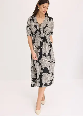 Bonprix Feminines Midikleid Aus Fließendem Satin Mit Floralem Print