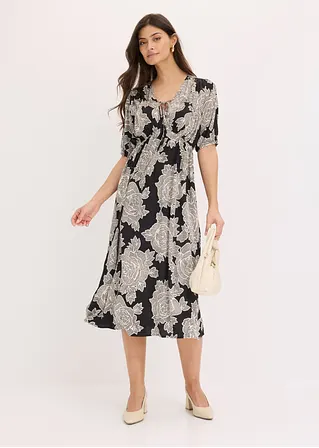 Bonprix Feminines Midikleid Aus Fließendem Satin Mit Floralem Print