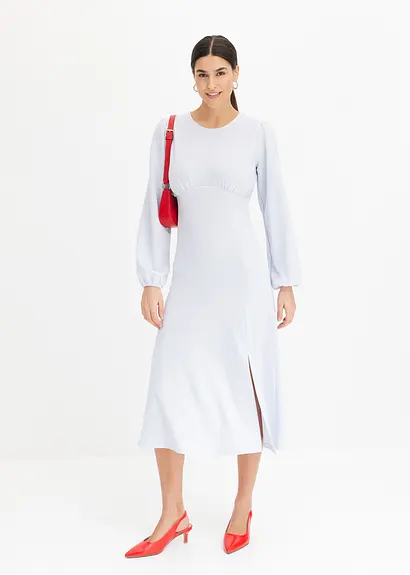 Bonprix Feminines Midikleid Aus Modischem Crepe-Jersey. - Blau Petite