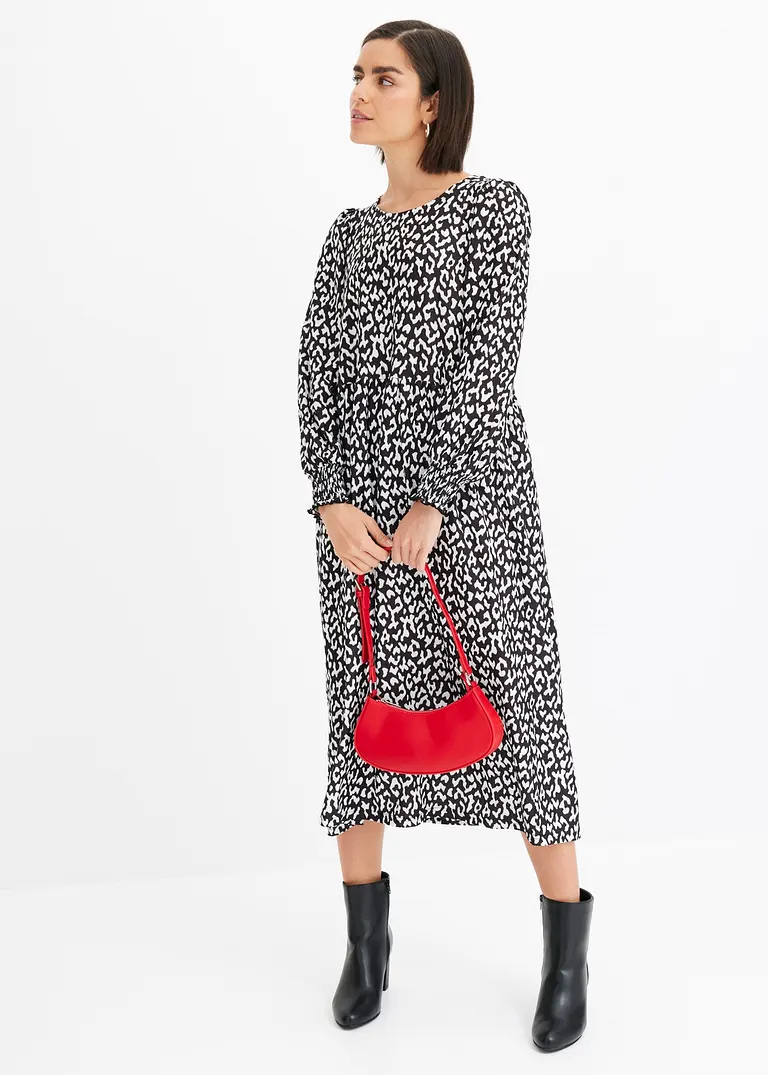 Bonprix Feminines Midikleid Aus Struktur-Jersey Mit Animal-Print - Damen